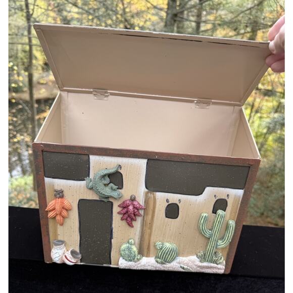 Vintage Southwest 3D Pueblo Metal 12" X 13" Wall Mount Cactus Gekko Mailbox - Picture 7 of 16